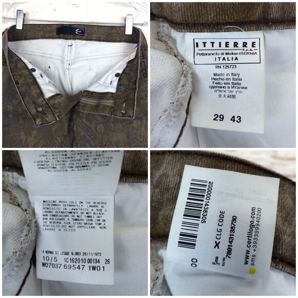 Just Cavalli Jeans Y2K Women 29 Brown Baroque Paisley Print Stretch Skinny Italy - Picture 9 of 15